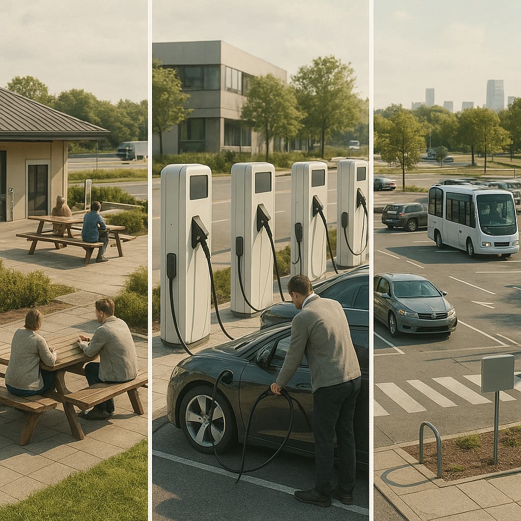 Odpočívadlo, EV nabíjení a P+R